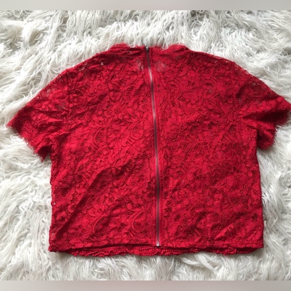 ZARA RED EMBROIDERY LACE TOP LARGE - Picture 7 of 7
